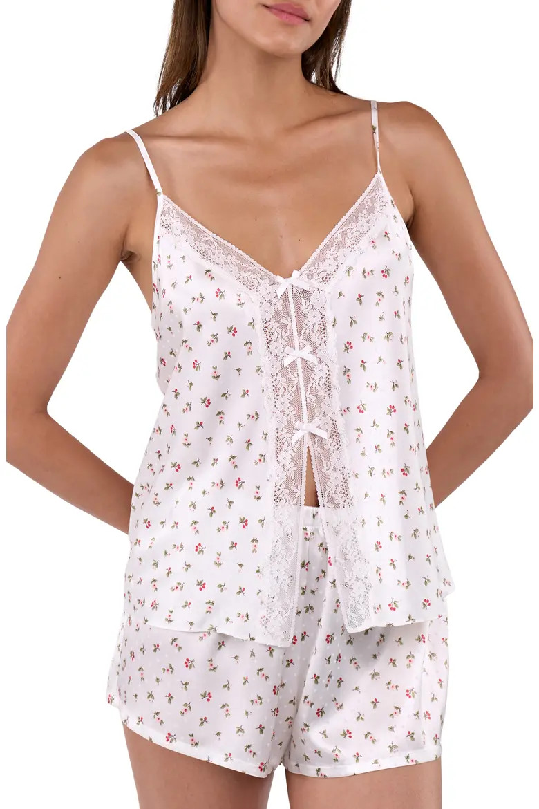 Flora Nikrooz Tiana Dot Jacquard Cami & Shorts Pajamas in Ivory at Nordstrom, Size Small | Nordstrom