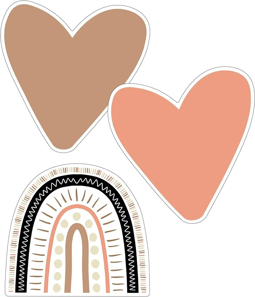 Schoolgirl Style Simply Stylish 36-Piece Heart and Boho Rainbow Bulletin Board Cutouts, Boho Hear... | Amazon (US)