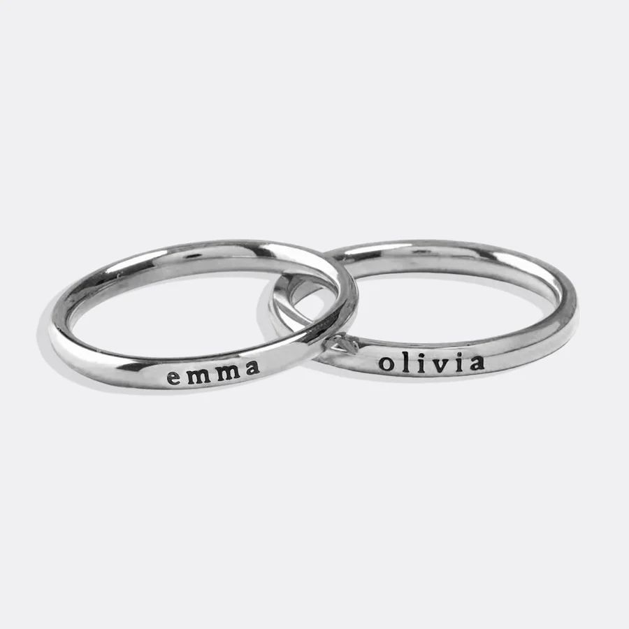 Tiny Stackable Name Ring | Mint & Lily