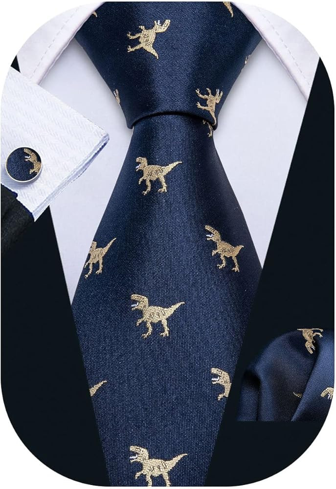 Barry.Wang Fun Animal Ties for Men Designer Handkerchief Cufflink WOVEN Casual Necktie Set Festiv... | Amazon (US)