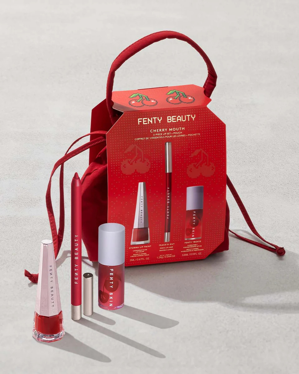 Cherry Mouth 3-Piece Lip Set + Pouch | Fenty Beauty