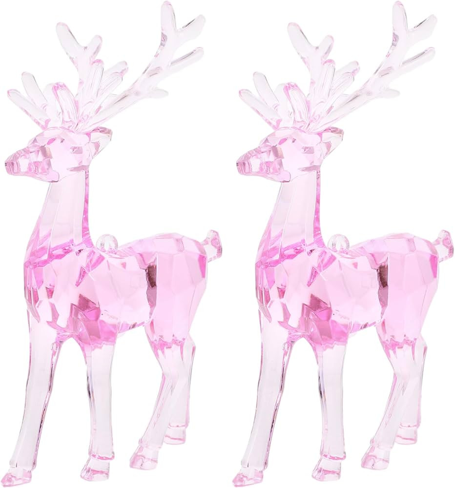2pcs Christmas Tree Reindeer Ornament Acrylic Crystal Elk Deer Xmas Tree Hanging Decorations Rein... | Amazon (US)