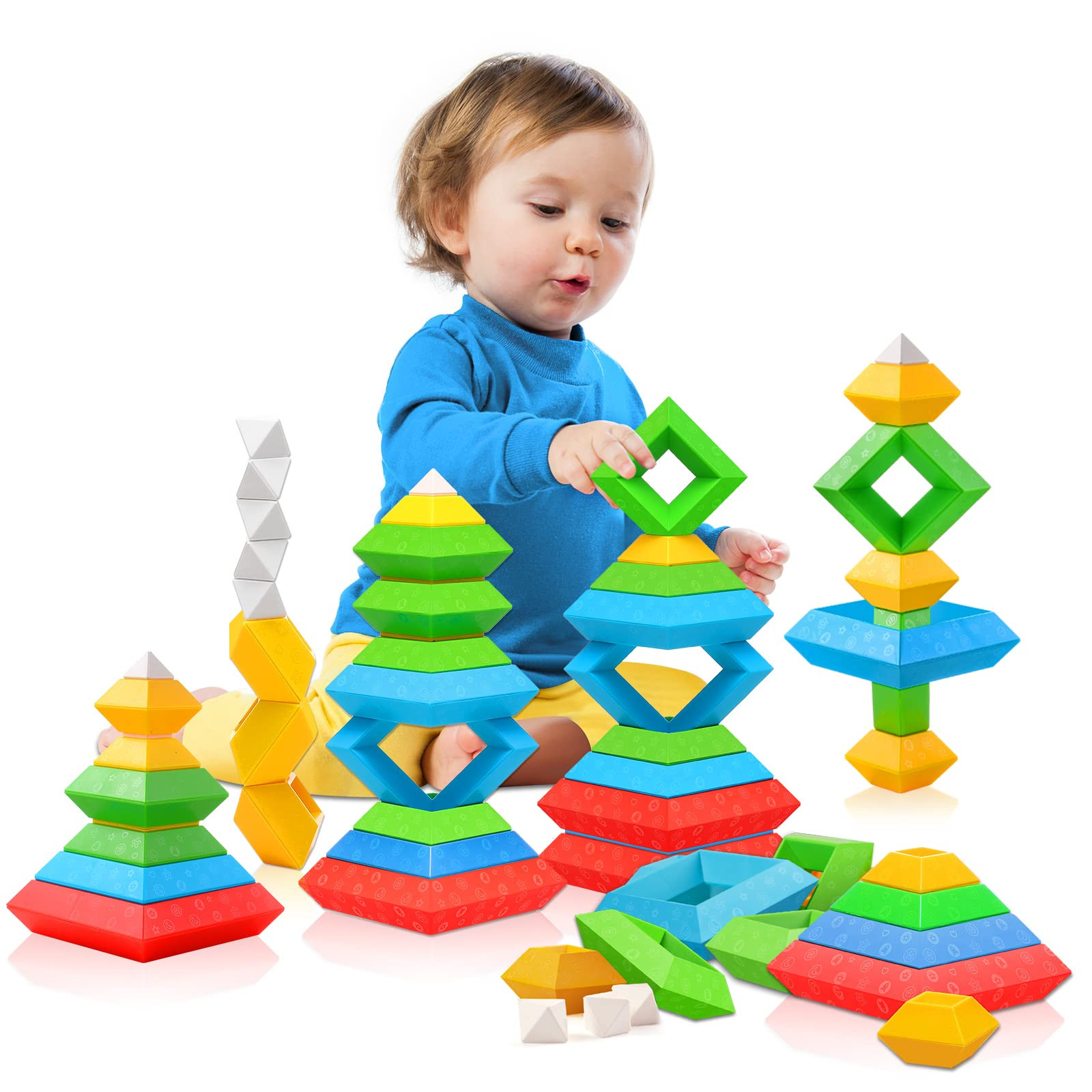 Montessori Toys for 1 2 3 4 Year Old Boys Girls Toddlers Preschool Learning Activities 30Pcs Buil... | Amazon (US)