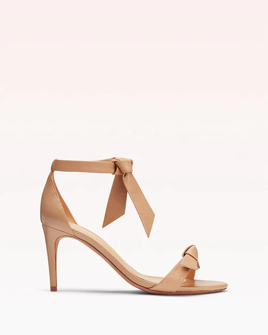 Clarita Bow Tie Mid Heel Sandal in Nappa Leather | Alexandre Birman | Alexandre Birman
