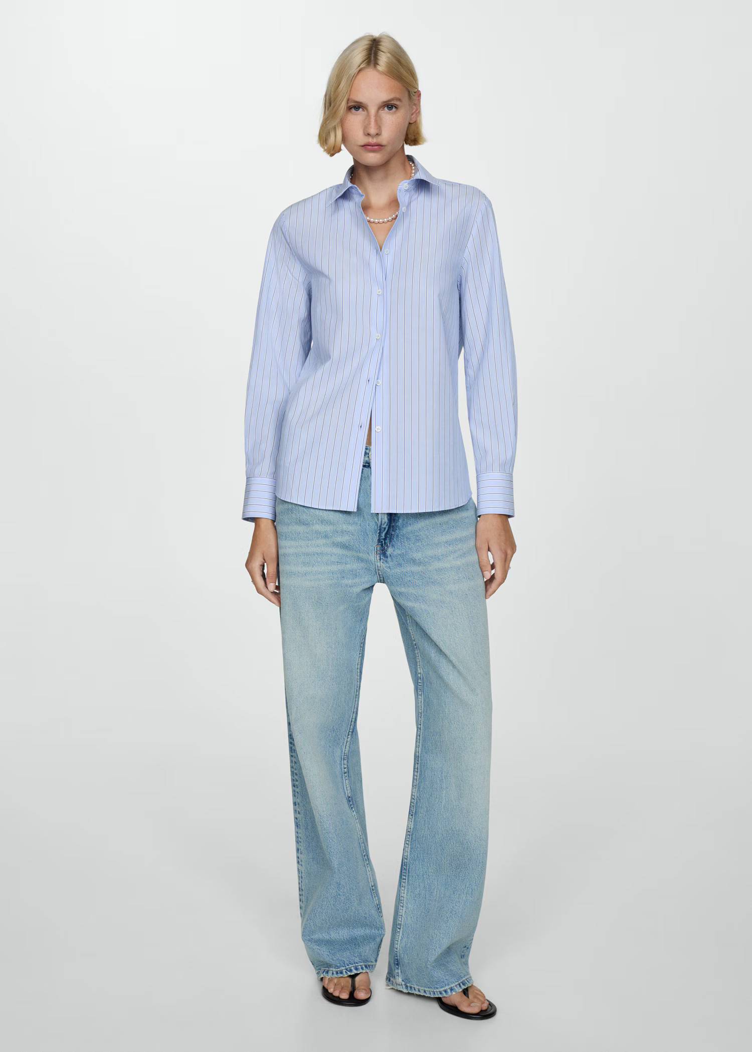 Regular cotton lyocell-blend shirt - Woman | MANGO Canada | Mango Canada