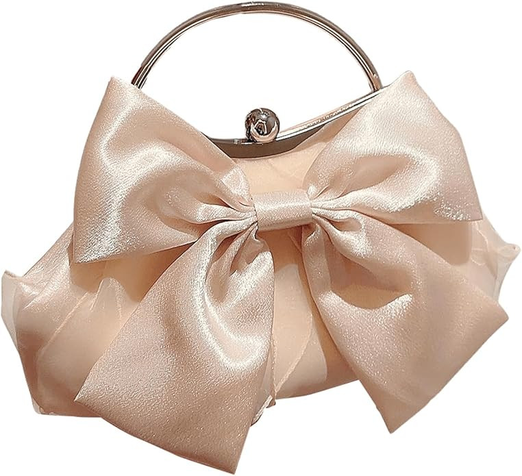 Verdusa Women's Bowknot Evening Bag Ruched Clutch Purse Party Handbag with Chain Strap | Amazon (US)