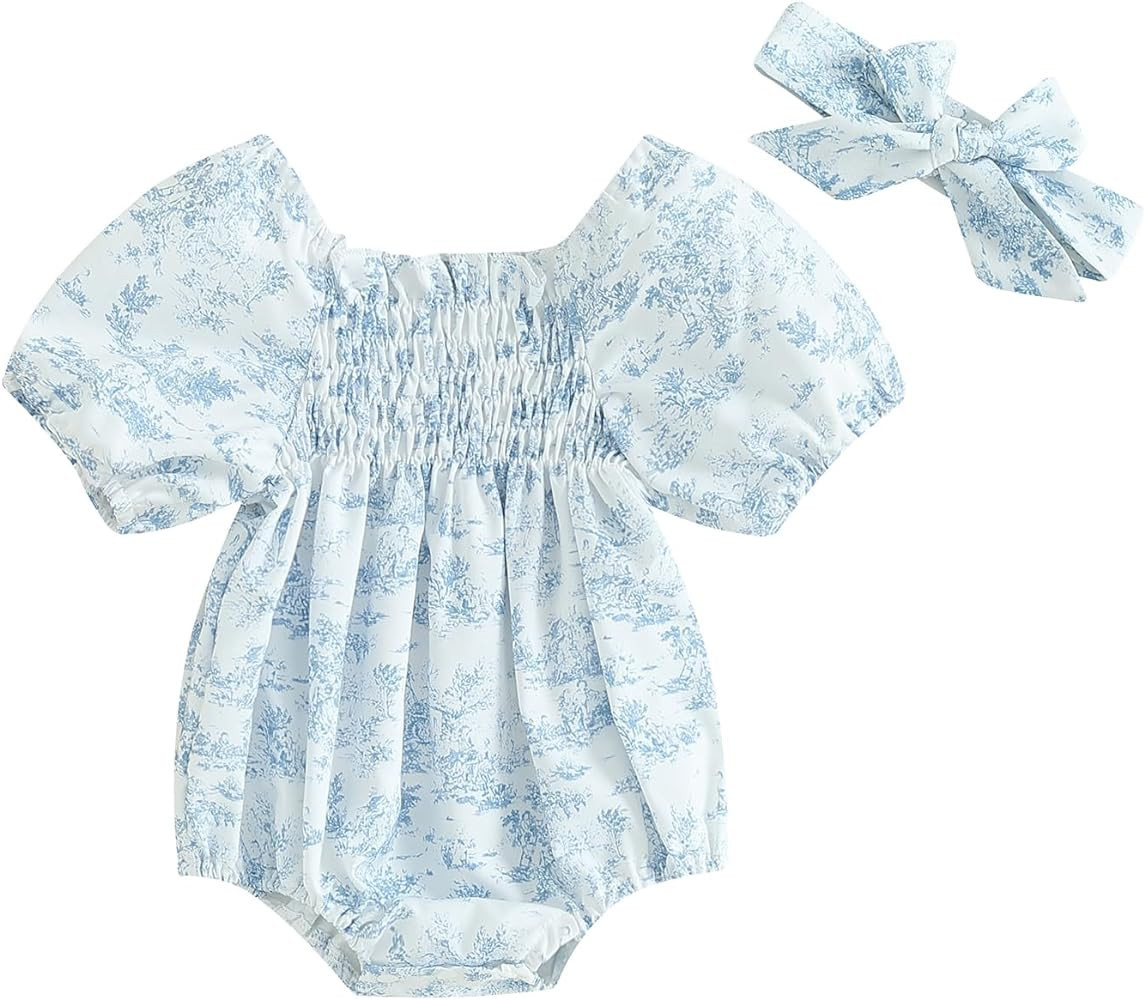 ZAXARRA Infant Baby Girl Plaid Romper Baby Pleated Romper Ruffle Festival Bodysuit Spring Summer ... | Amazon (US)