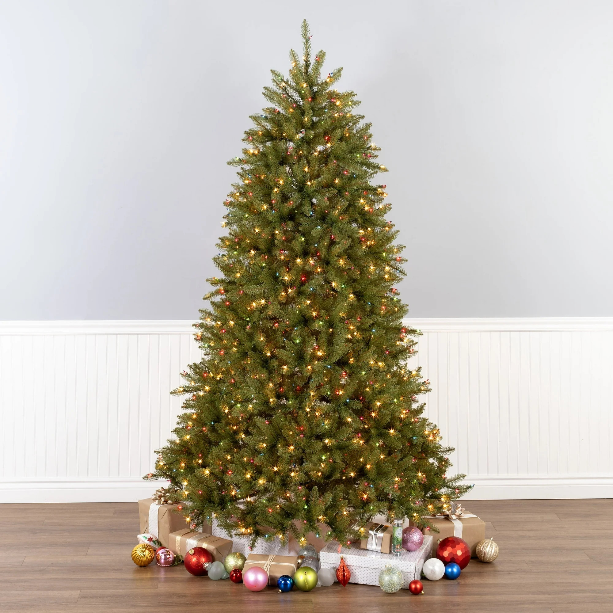 National Tree Company 7.5 ft. Pre-Lit Artificial Dunhill Fir® Christmas Tree, Green, 1200 Multic... | Walmart (US)