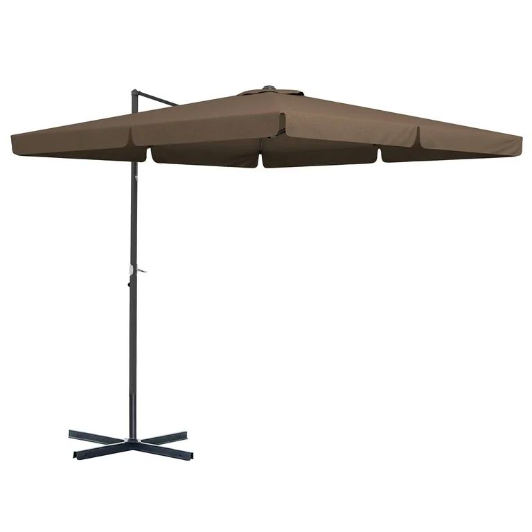Outsunny 10' Cantilever Patio Umbrella with Tilt, Crank, Cross Base, Tan | Walmart (US)