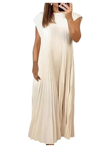 GORGLITTER Women's Pleated Flowy Chiffon Church Dresses Elegant Summer Short Sleeve Wedding Guest... | Amazon (US)