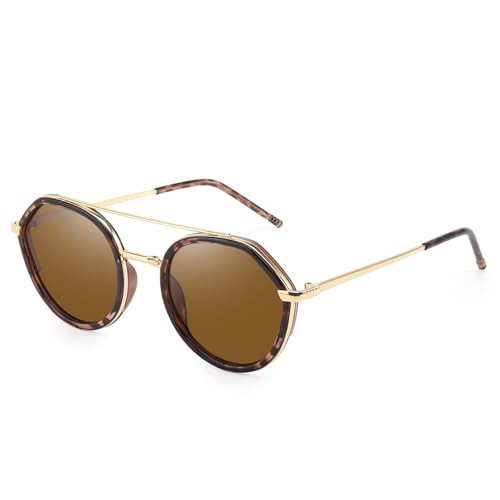 DreamCalf Retro Tangle Free Aviator Sunglasses for Women Polarized Trendy Round Frame 2026 Fashion Designer lady Shades | Amazon (US)