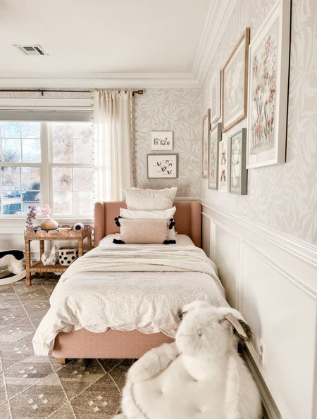 Ava’s bedroom! Her scalloped bedside table, bedding, pendant light and pillows are all 20-25% off with code UPGRADE!

Serena & lily, kids bedroom, pink upholstered bed, bedside table, nightstand, wallpaper, gallery wall, minted art, pom pom curtains, Wayfair rug

#LTKsalealert #LTKfamily #LTKhome