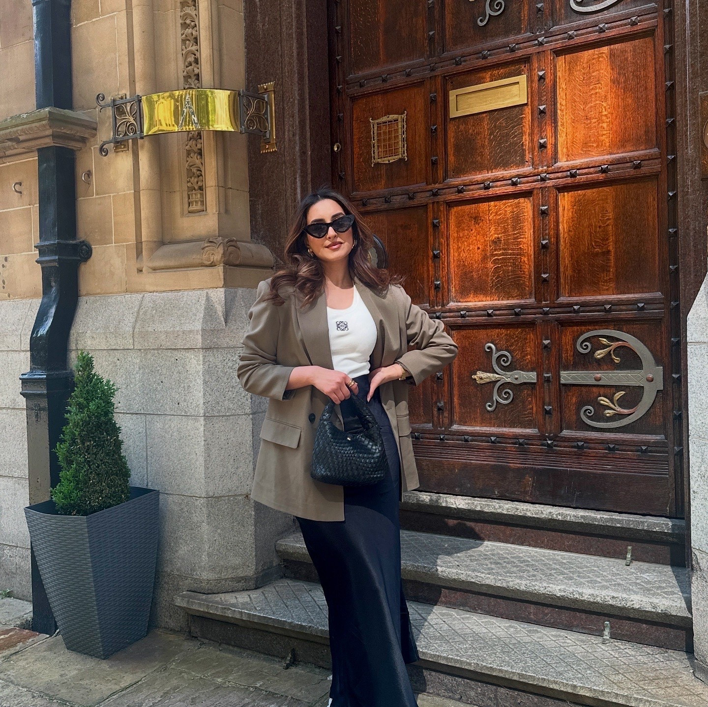 Catch me in a blazer no matter what season ✌🏽😎

A little repost from last year love throwing a blazer and satin skirt - I wore trainers for a more casual look as this was just a chilled day in the city 🫶🏼

#LTKmodest #LTKsummer #LTKbag