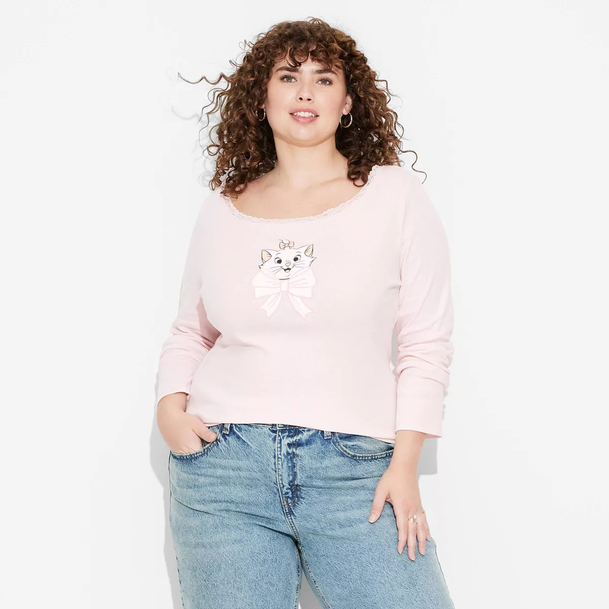 Women's Marie Long Sleeve Graphic T-Shirt - Light Pink | Target