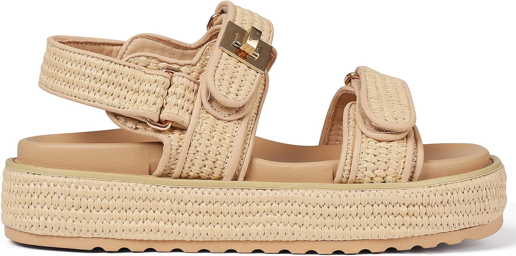 Raffia Platform Sandals Women, Summer Beach Walking Comfortable Cute Vacation Chunky Womens Sanda... | Amazon (US)