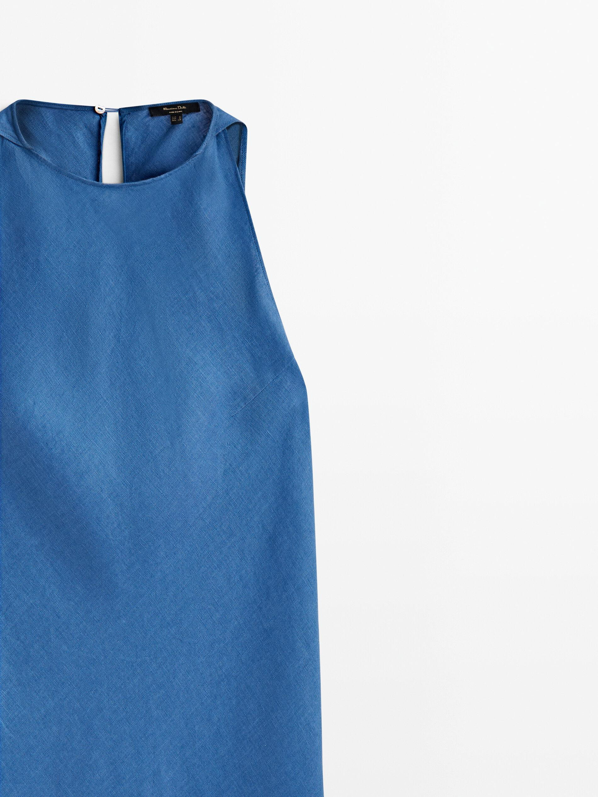 Linen halter dress | Massimo Dutti US