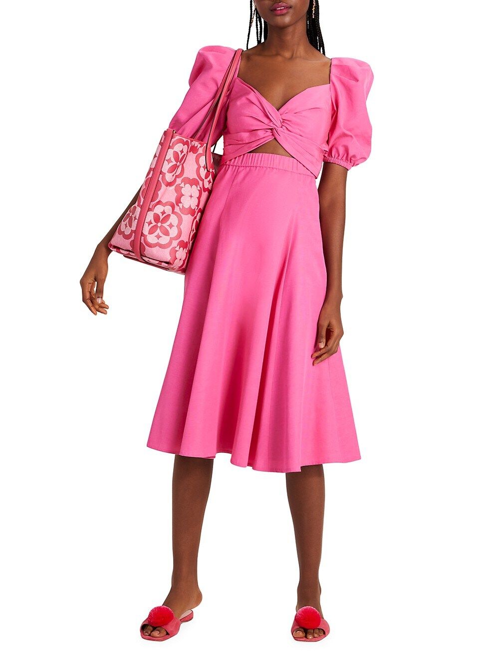 kate spade new york Twist Bodice Puff-Sleeve Dress | Saks Fifth Avenue