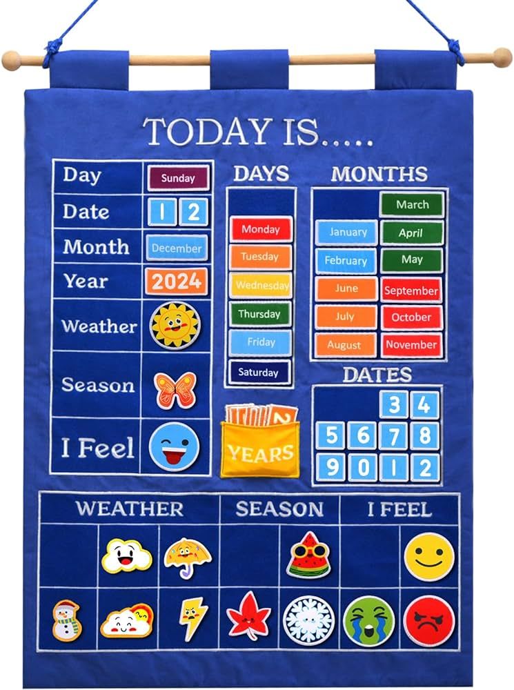 Preschool Educational Wall Calendar Kids 2024 Toddler Calendar for Classroom Circle Time for Mont... | Amazon (US)