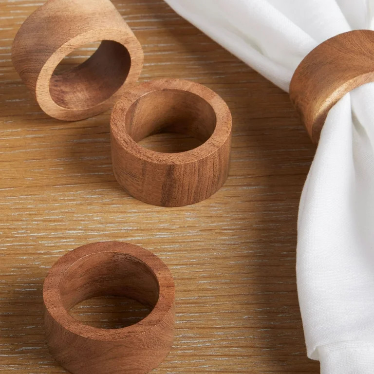 Better Homes & Garden Napkin Rings, Brown, 4 Pieces | Walmart (US)