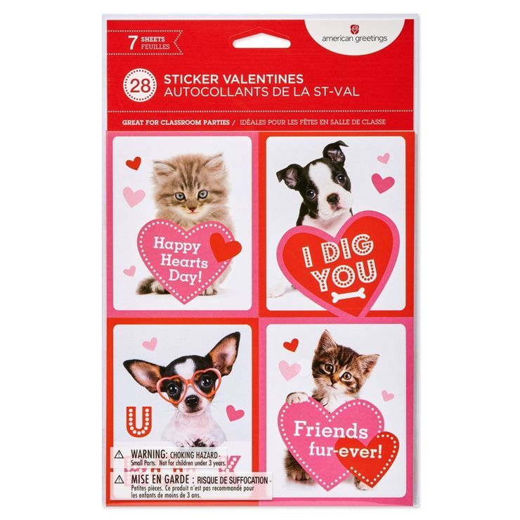28ct Valentine's Day Baby Animal Stickers | Target
