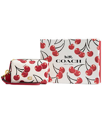 Boxed Essential Cherry Print Leather Cosmetic Pouch | Macy's