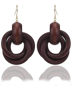 Wooden Earrings for Women Big Statement Circle Beautiful Hoop Earrings | Amazon (US)