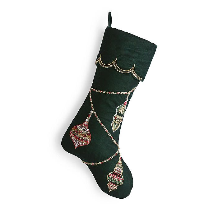 Scalloped-edge Embellished Ornament Stocking | Frontgate | Frontgate