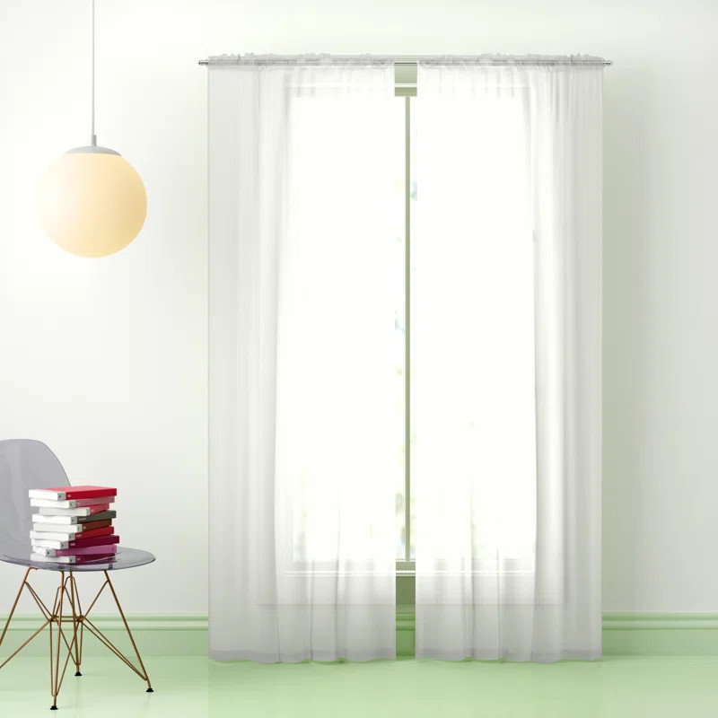 Dorian Solid Color Sheer Rod Pocket Curtain Panels (Set of 4) | Wayfair North America