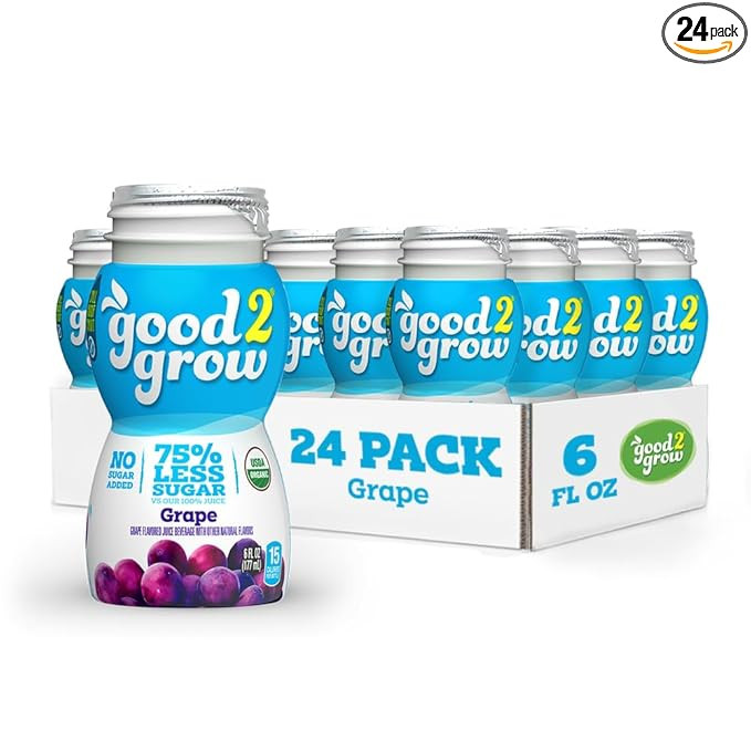 good2grow Organic Grape Flavored Juice for Kids - Grape Juice Bottles Bulk 24 Pack, Reusable Bott... | Amazon (US)