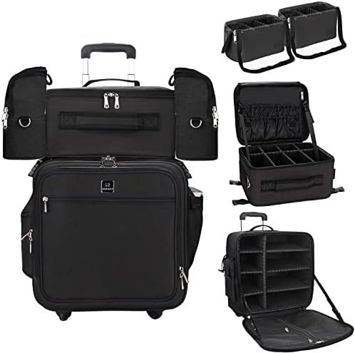 Relavel Rolling Makeup Case Professional Makeup Train Case Makeup Artist Travel Organizer 4 in 1 wit | Amazon (US)