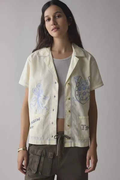 BDG Nash Embroidered Souvenir Short Sleeve Button-Down Shirt | Urban Outfitters (US and RoW)
