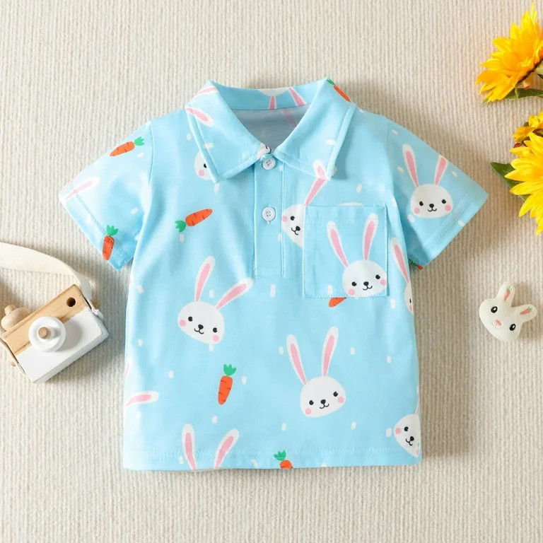 Easter Bunny Print Boys T-Shirts Baby Toddler Boys Girls Outfits Short Sleeve Cartoon Rabbit Prin... | Walmart (US)
