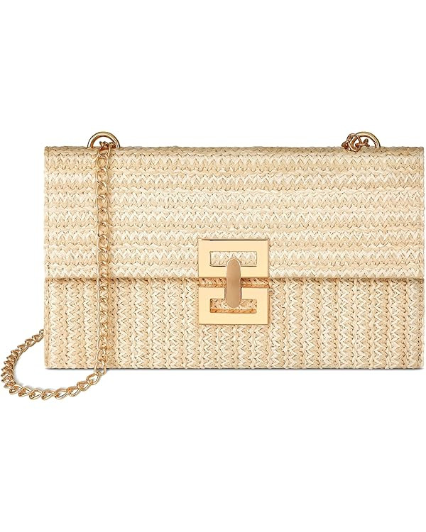 Straw Purse - Beach Bags for Women Summer, Woven Clutch Purses for Women Crossbody Shoulder Handb... | Amazon (US)