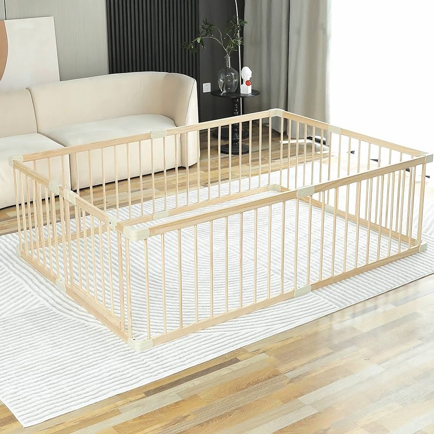 Conababy Baby Playpen Play Fence Gate Play Pen Wood Large,Playpens for Babies and Toddlers Kids I... | Amazon (US)