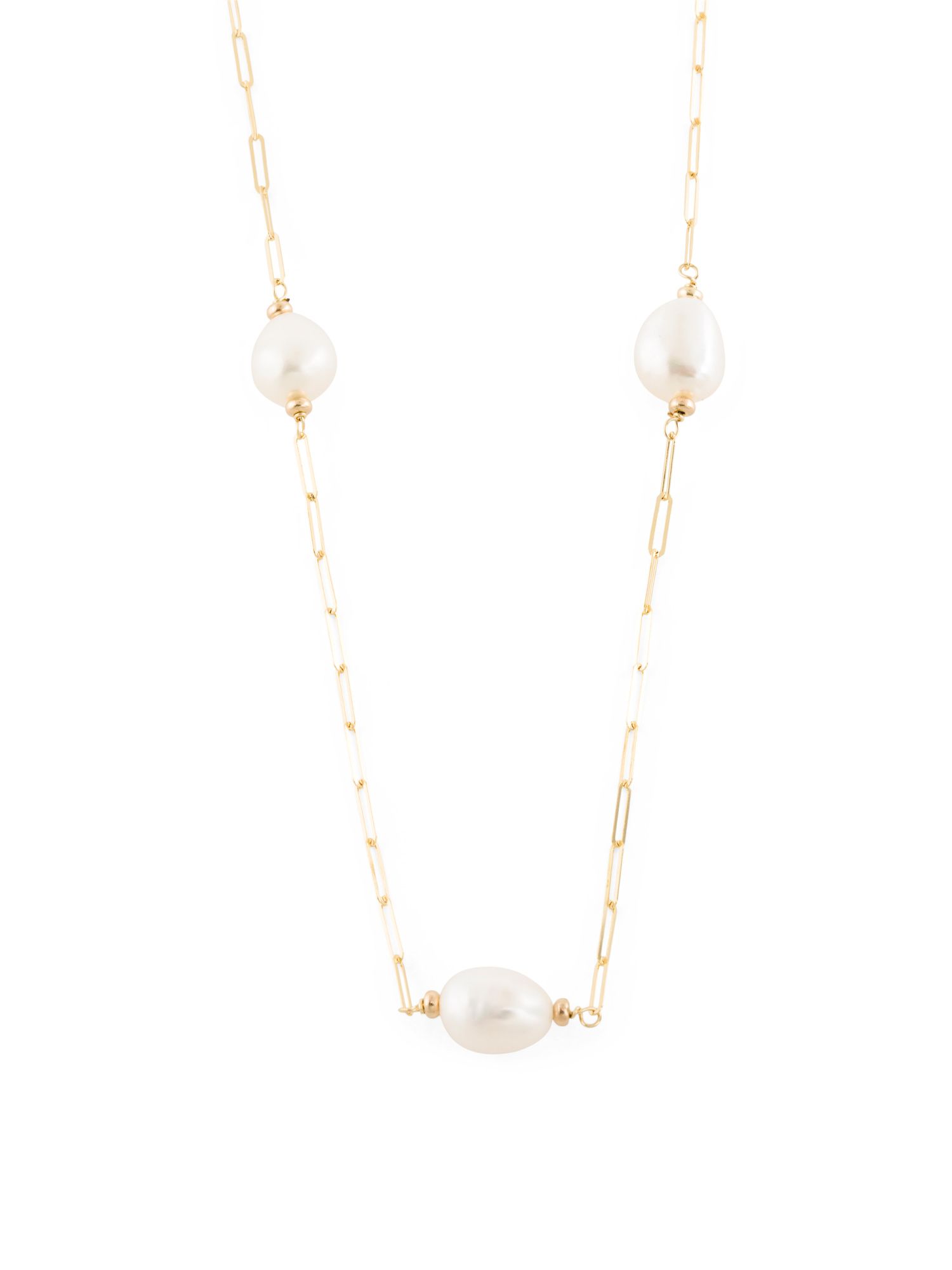 Made In Italy 14k Gold Paperclip Chain Pearl Toggle Necklace | TJ Maxx