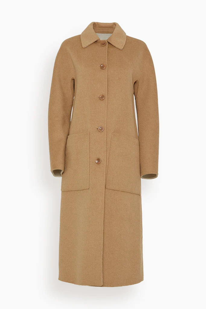 Reversible Double Face Coat in Camel/Off White | Hampden Clothing