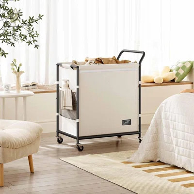 Laundry Basket With Wheels,38 Gallons(145L) Laundry Hamper 2 Section,Sturdy Metal Frame With Handle,Laundry Cart,Rolling Laundry Basket For Bedroom Ae | Wayfair North America