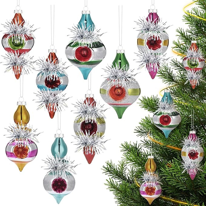 Soulchen Set of 8 Vintage Glass Christmas Ornaments 5'' Antiqued Ball Mercury Rustic Christmas Tr... | Amazon (US)