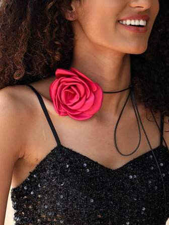 1pc Camellia-bloemketting met rozendetails, perfecte nekaccessoire voor dames | SHEIN