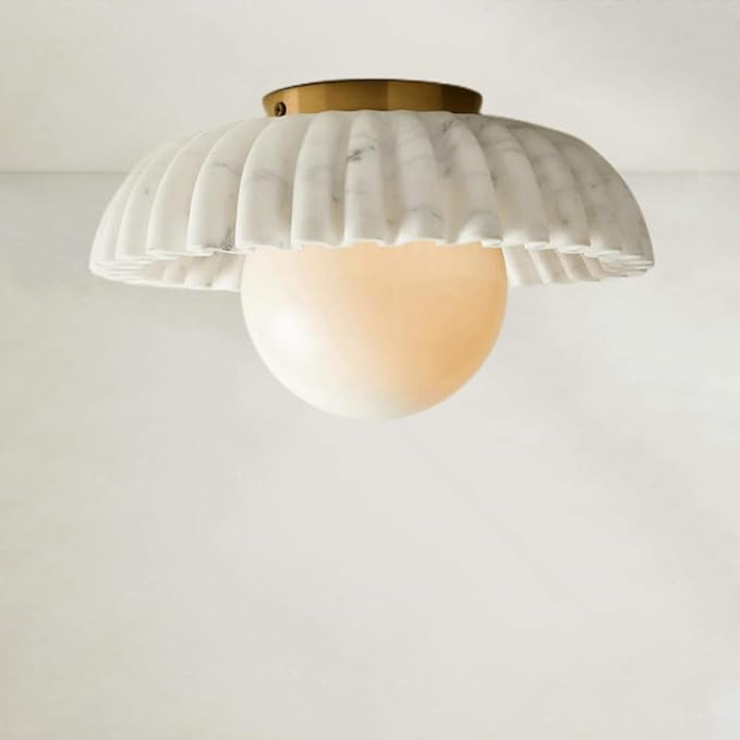 Ariel Fluted Marble Flush Mount Light. 12" Wx12 Dx9.5 H | Amazon (US)
