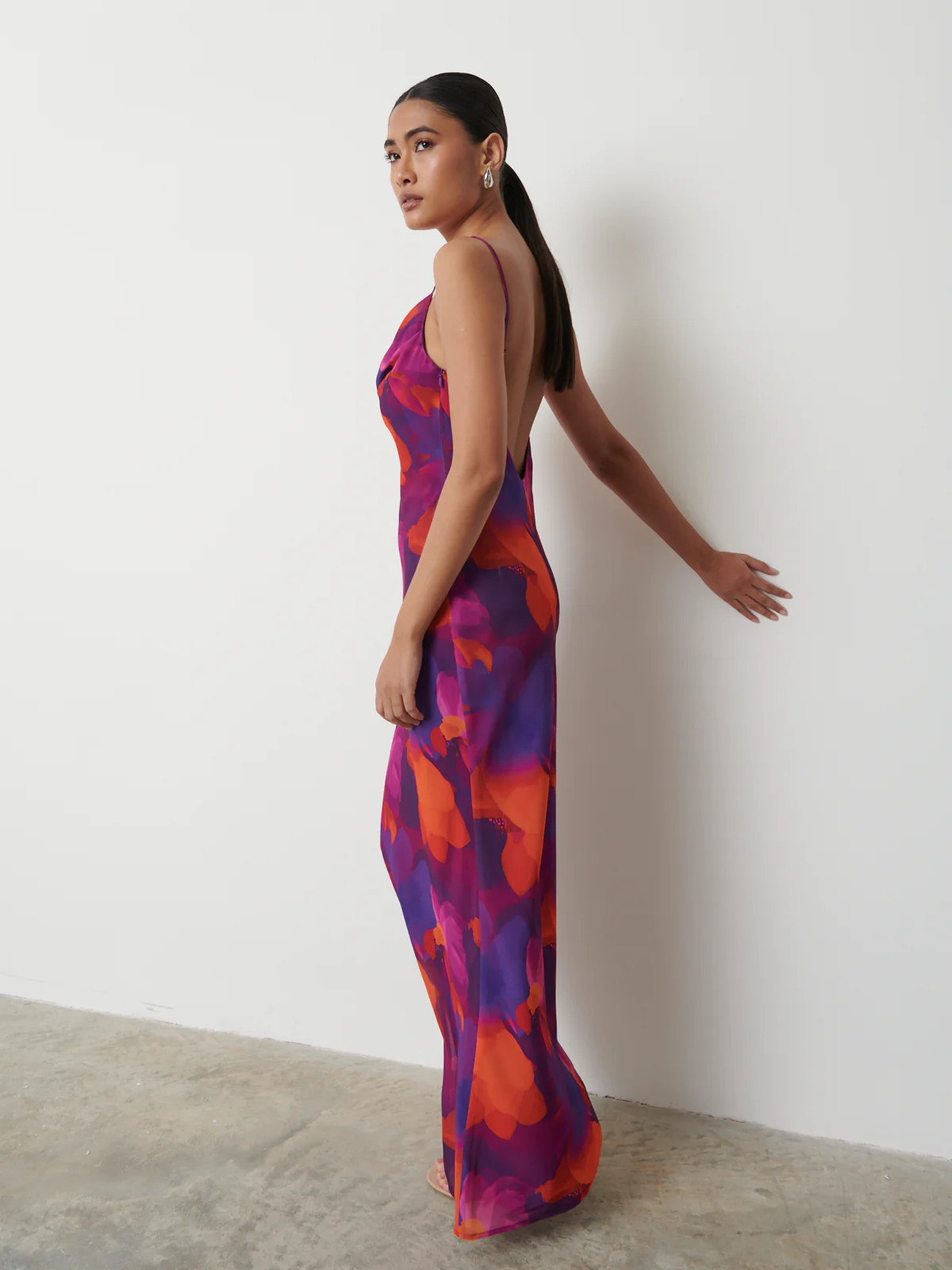 Keisha Printed Chiffon Maxi Dress - Bright Iris Floral | Pretty Lavish (UK)