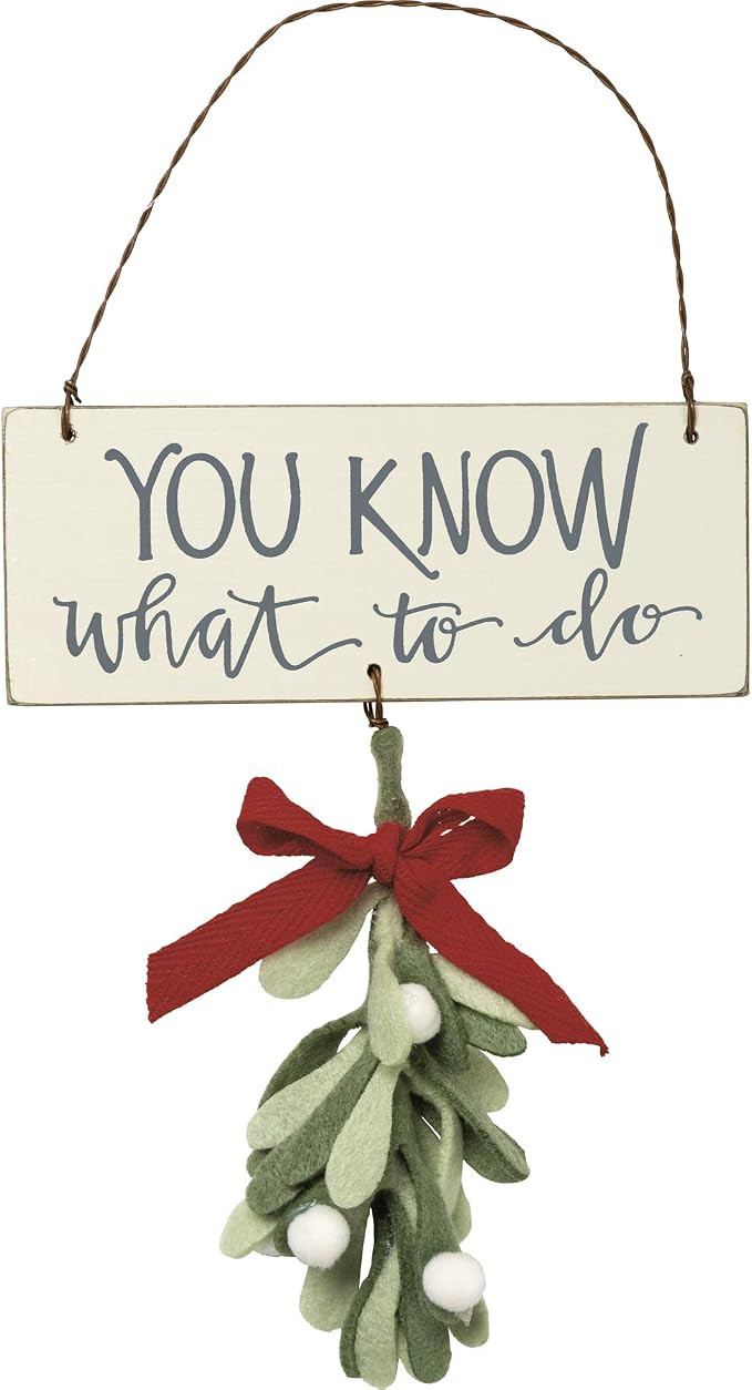 Bird's Nest Gifts and Antiques, Wood, Felt, Wire, Ribbon, Christmas Hanging Mistletoe Decor Ornam... | Amazon (US)