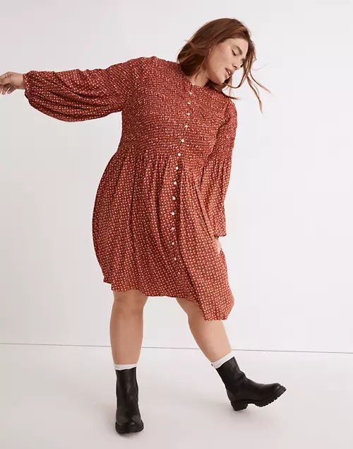 Plus Challis Button-Front Mini Dress in Tiny Daisy | Madewell