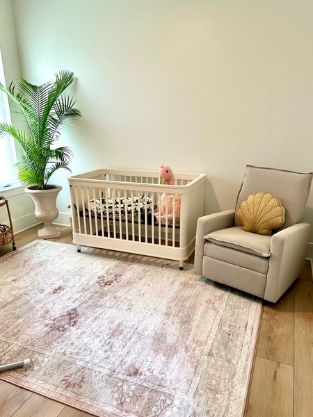 Bentlee’s crib, rocker, and rug are all linked! This rug is the perfect muted pink rug. This is the sand color which is kinda Taupe in the reclining rocker. 

Nursery, baby crib, baby furniture, pink rug 

#LTKhome #LTKbump #LTKbaby
