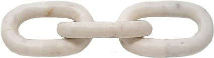 Kristin Decor 13.5" Long Rustic Luxury White Marble Chain Link Décor Decorative Object, Marble D... | Amazon (US)