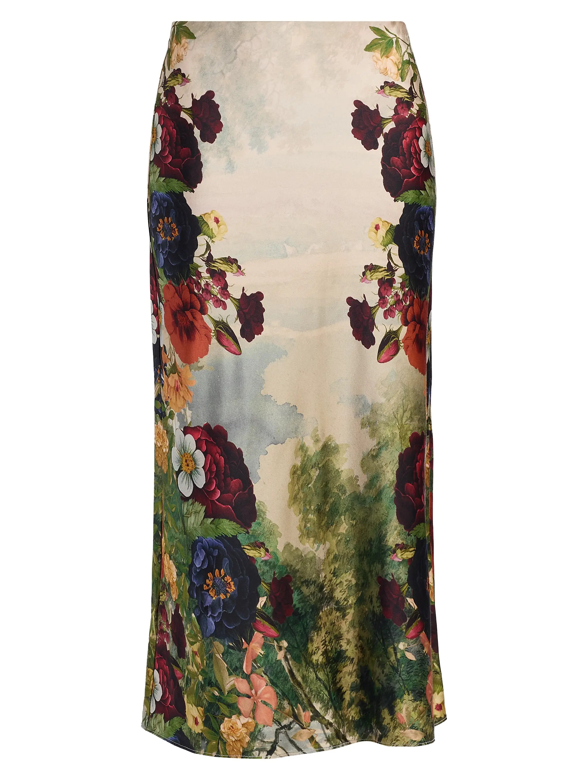 Maeve Floral Satin Midi-Skirt | Saks Fifth Avenue