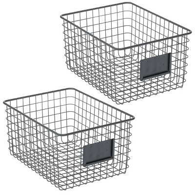 Metal Pantry Basket with Label Plate - Set of 2 - Matte Black | Target