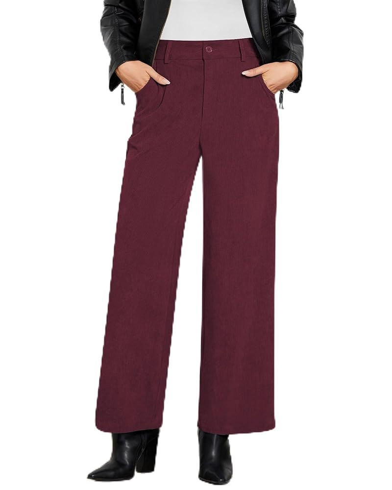 GRAPENT Corduroy Wide Leg Pants Woman High Waisted Fall Business Casual Elastic Waist Loose Trend... | Amazon (US)