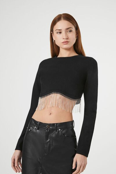Rhinestone-Fringe Crop Top | Forever 21 (US)