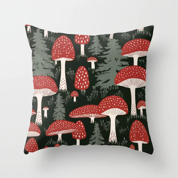 Mushroom Forest - Fly Amanita Throw Pillow | Society6